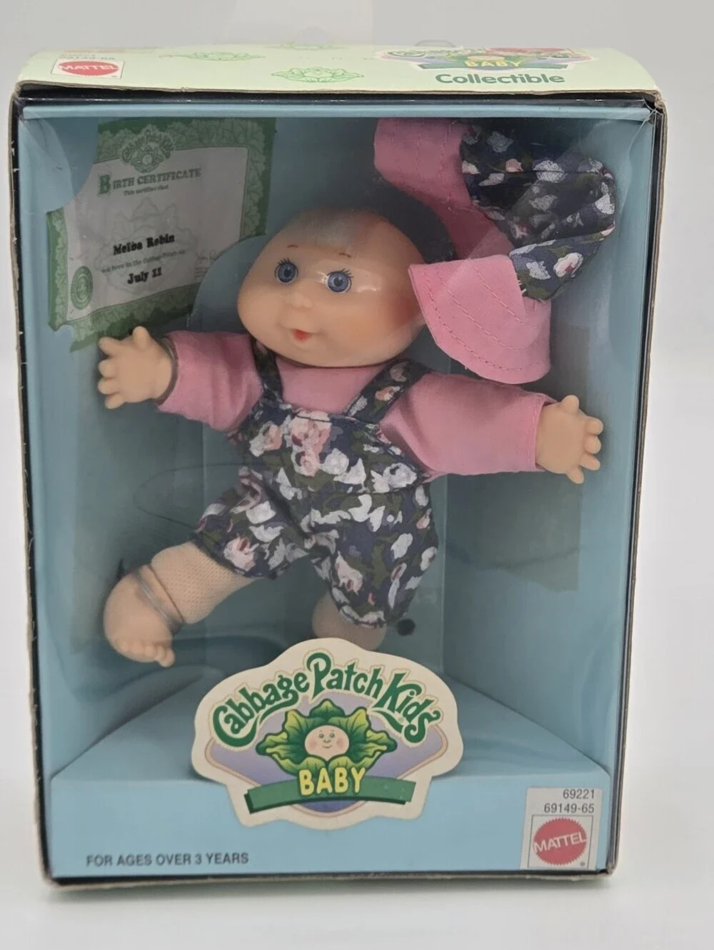 Vintage 1995 Mattel Cabbage Patch Kids 4.5” Baby Melba Robin DOB July 11